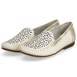 Chaussures ajourées confortables en cuir Rieker W RKR658, beige 26