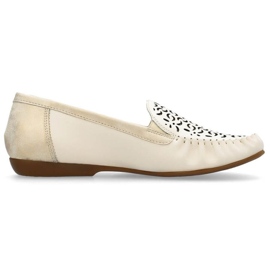 Chaussures ajourées confortables en cuir Rieker W RKR658, beige 27