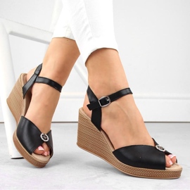 Sandales compensées en cuir avec décoration Filippo W PAW526B noir le noir 11