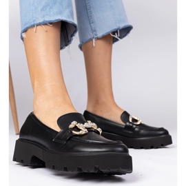 Mocassins élégants noirs avec zircons le noir 1