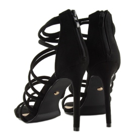 Sandales noires LE039 noires sur talon haut 2