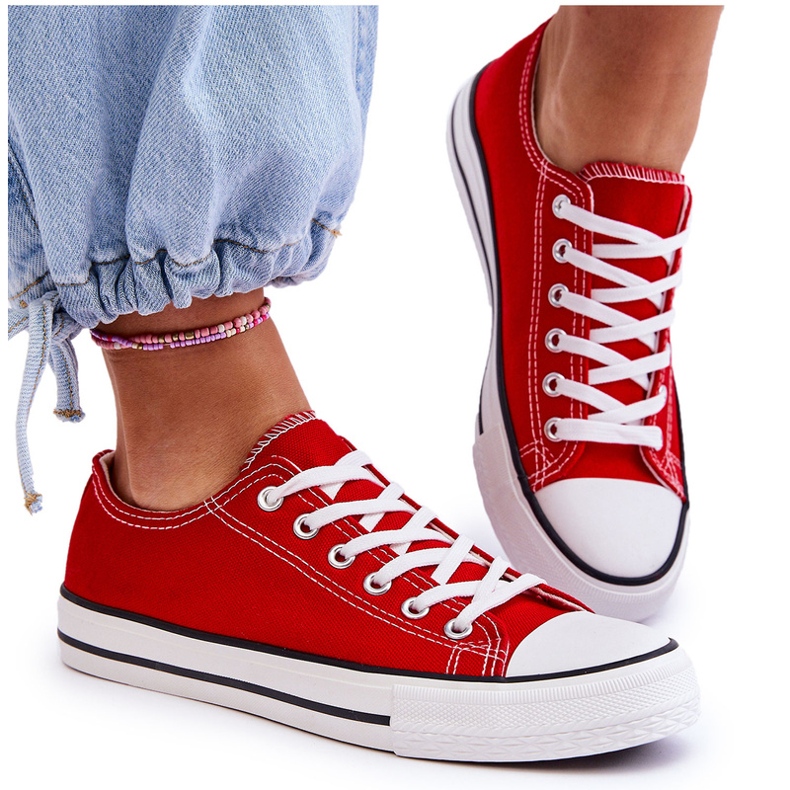 Baskets rouges classiques pour femmes basses 4