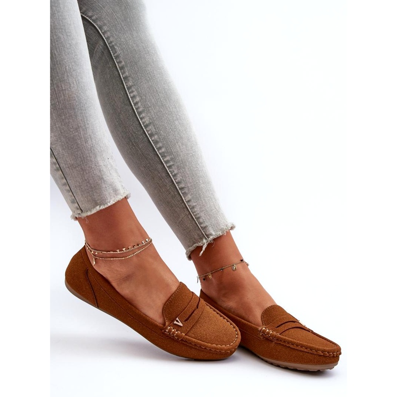 Mocassins classiques camel pour femmes brun 2