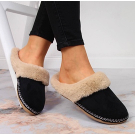 Chaussons femme Cloxx home noir avec fourrure le noir 1