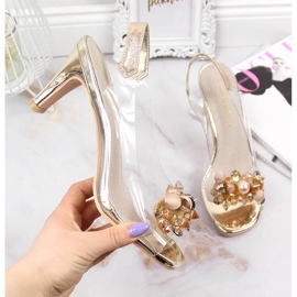 Sandales femme transparentes avec pierres Sabatina dorées 2