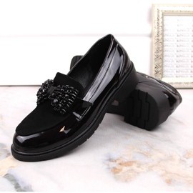 S.Barski Mocassins femme laqués lords avec un noeud noir S. Barski 2