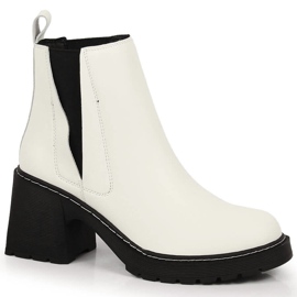 Bottes Chelsea en cuir pour femmes sur le poteau, un slip-on, blanc chaud Artiker 1