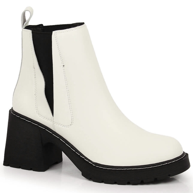Bottes Chelsea en cuir pour femmes sur le poteau, un slip-on, blanc chaud Artiker 1