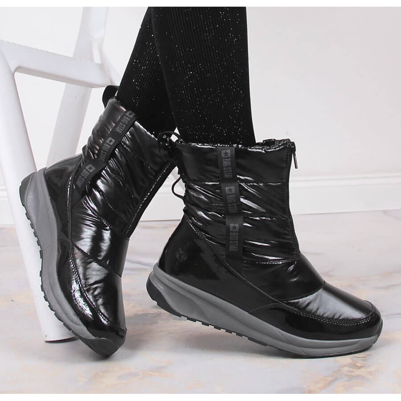 Bottes de neige isolées métallisées noires pour femmes Big Star KK274392 argent 1 Bottes de neige isolées métallisées noires pour femmes Big Star KK274392 argent 1