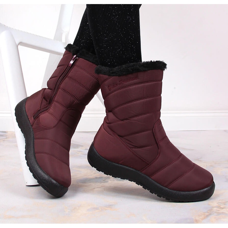News Bottes de neige imperméables pour femmes haute isolation bordeaux rouge 1