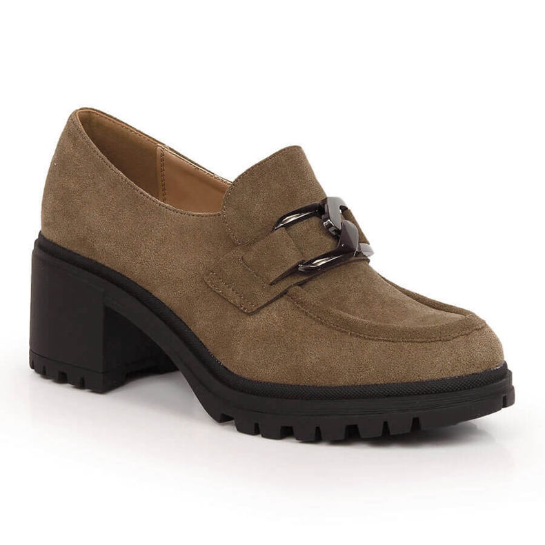 Talons hauts en daim marron avec une chaîne Vinceza 10921 brun 2