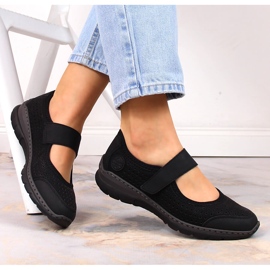 Chaussures ajourées confortables pour femmes avec velcro noir Rieker L32B5-00 le noir 6