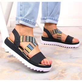Sandales compensées confortables pour femmes multicolore Rieker V44G8-14 6