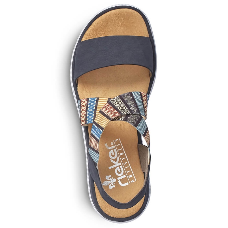 Sandales compensées confortables pour femmes multicolore Rieker V44G8-14 1