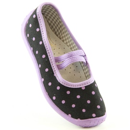 Chaussons ballerines filles pour la maternelle et l'école slip-on Nazo N006ABW le noir 1