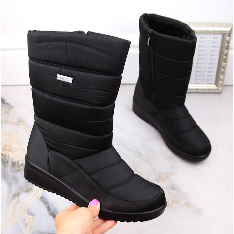 Bottes de neige bottes hautes pour femmes noires News 5028 2