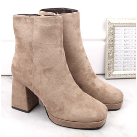 Bottines femme en daim beige Jezzi RMR2288-2 2