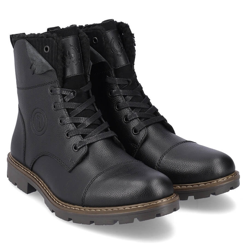 Bottines en cuir chaussures pour hommes isolées avec de la laine, noir Rieker 32133-00 le noir 1