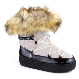 Bottines de neige plateforme à lacets pour femme avec fourrure, beige Vinceza 34630 1