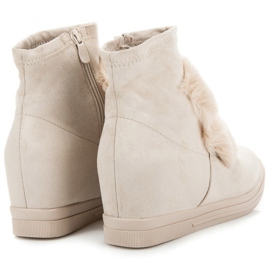 Baskets compensées avec fourrure brun 3