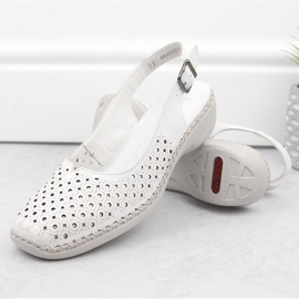 Sandales confortables en cuir entièrement ajourées pour femmes, blanc Rieker 41350-80 blanche 8