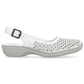 Sandales confortables en cuir entièrement ajourées pour femmes, blanc Rieker 41350-80 1