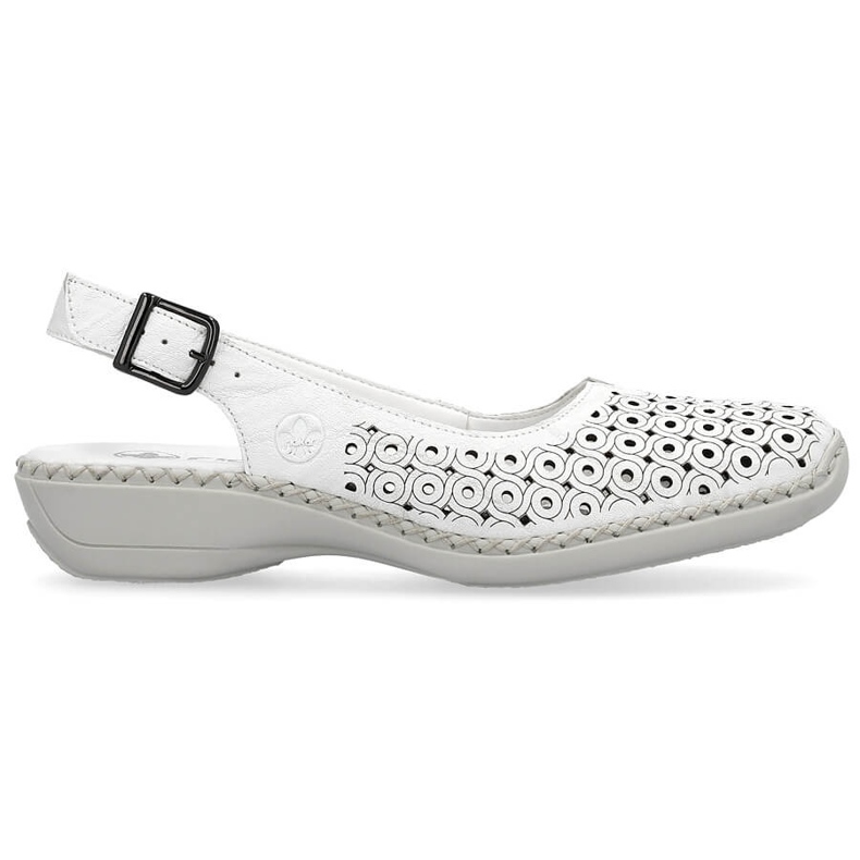 Sandales confortables en cuir entièrement ajourées pour femmes, blanc Rieker 41350-80 blanche 1
