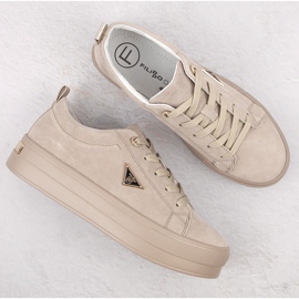 Chaussures à plateforme pour femme en cuir et daim beige Filippo DP3533 7