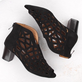M. DASZYŃSKI Bottes ajourées à bout ouvert pour femme en daim, noir M.Daszyński MR1954-15 le noir 3