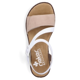 Sandales combinées confortables pour femmes avec velcro Rieker V3660-60 blanche 1