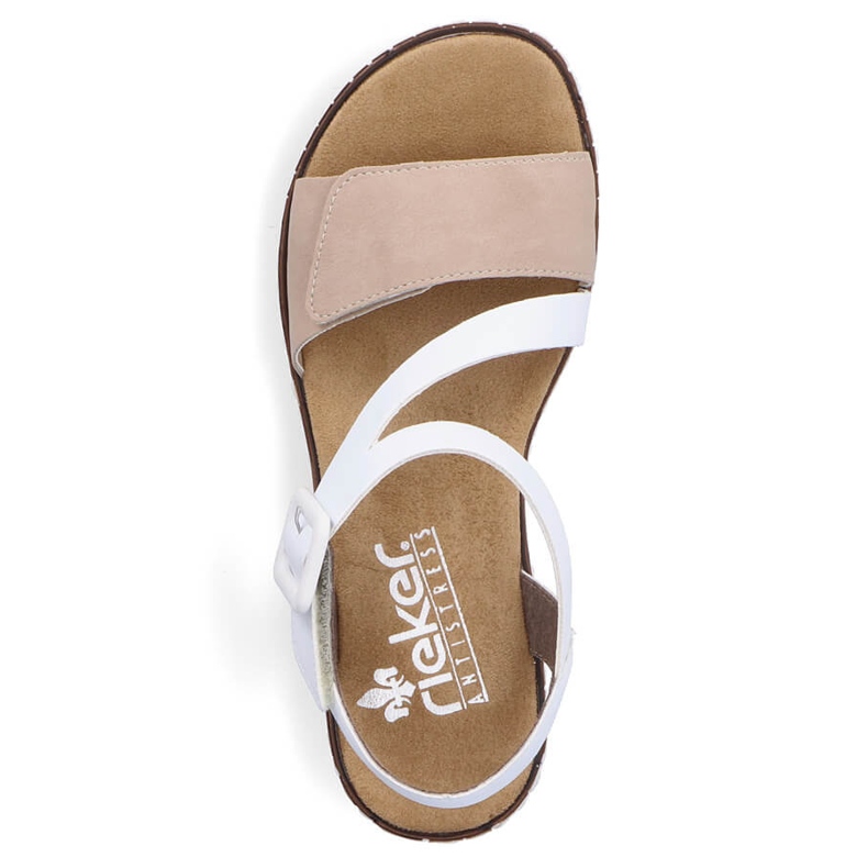 Sandales combinées confortables pour femmes avec velcro Rieker V3660-60 blanc 1