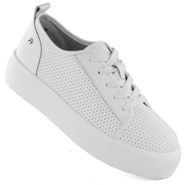 Chaussures Creepers de sport en cuir pour femme, blanches Filippo DP6116 1 Chaussures Creepers de sport en cuir pour femme, blanches Filippo DP6116 1