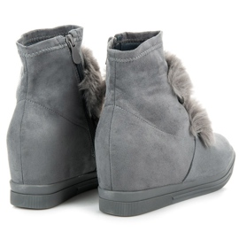 Baskets compensées avec fourrure gris 3