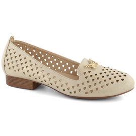 M. DASZYŃSKI Chaussures ajourées à talons bas pour femmes, dorées M.Daszyński beige 1