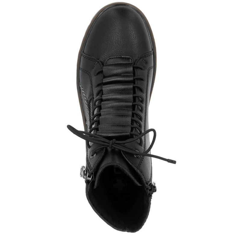 Bottines femme en cuir noir sur plateforme Rieker Y3410-00 2