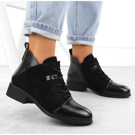 M. DASZYŃSKI Bottines noires isolées en daim pour femmes M.Daszyński MR2458-7 le noir 5