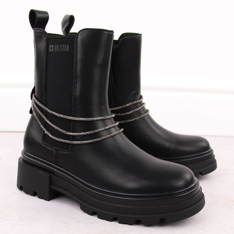 Bottines Chelsea en cuir pour femmes noires Big Star 2