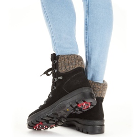 Bottines en cuir à pointes pour femme, noires Rieker X8200-00 le noir 2