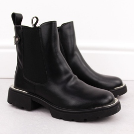 Bottines Chelsea en cuir pour femme, noir Goe OO2N4147 2