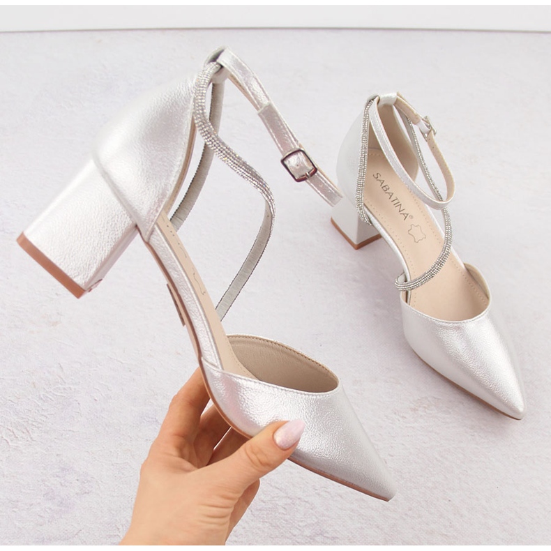 Sandales pointues femme Sabatina argentées avec zircons cubiques 1 Sandales pointues femme Sabatina argentées avec zircons cubiques 1