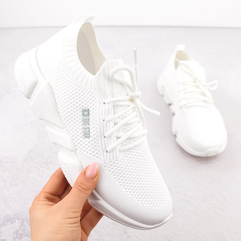 Chaussures de sport blanches confortables pour femmes Big Star JJ274268 1 Chaussures de sport blanches confortables pour femmes Big Star JJ274268 1
