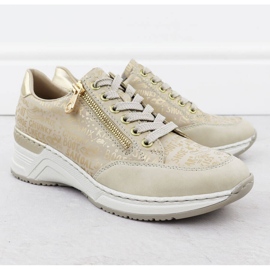 Sneakers de chaussures pour femmes sur des quartiers confortables beige Rieker N4316 2