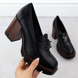 Chaussures pour femmes sur le poteau de Potocki noir avec décoration SZ12403 le noir 1 Chaussures pour femmes sur le poteau de Potocki noir avec décoration SZ12403 le noir 1