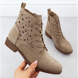 Bottes ouvertes des femmes en daim beige S.Barski HY51-136 1