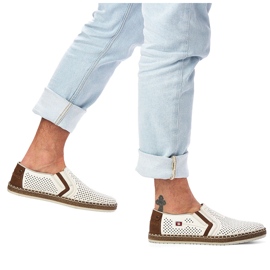 Chaussures en cuir ouverte masculin, White Rieker B5297-80 blanche 2