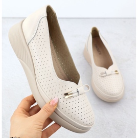 Chaussures en cuir pour femmes sur la plateforme OpenWork Beige Vinceza 7896 1