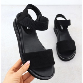 Sandales des femmes en fossé bas de Suede Black M. Daszyński MR2267-8 noir 1