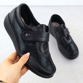 Chaussures confortables des femmes avec Velcro Black UniSoft 9022 le noir 1
