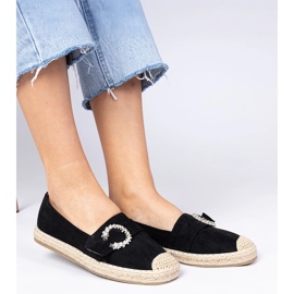 Espadrilles noires décorées de zircons le noir 1