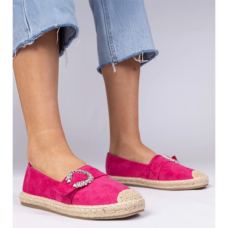 Espadrilles roses décorées de zircons 1